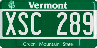 VT license plate XSC289