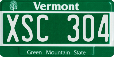 VT license plate XSC304