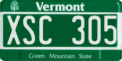 VT license plate XSC305