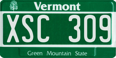 VT license plate XSC309