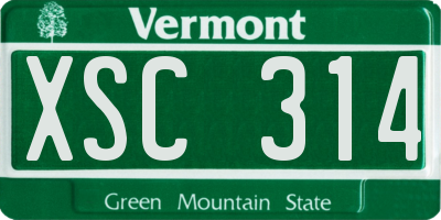 VT license plate XSC314