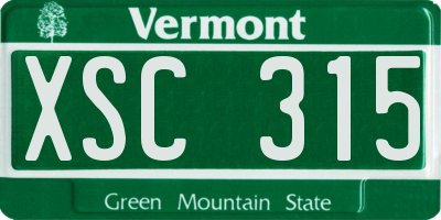 VT license plate XSC315