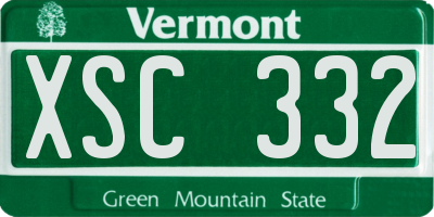 VT license plate XSC332