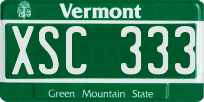 VT license plate XSC333