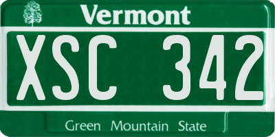 VT license plate XSC342