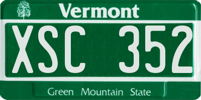 VT license plate XSC352