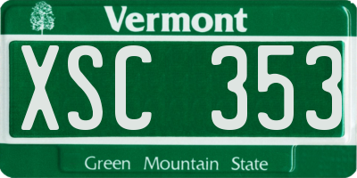 VT license plate XSC353