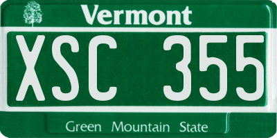 VT license plate XSC355