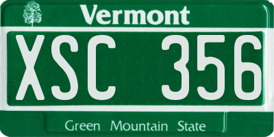VT license plate XSC356