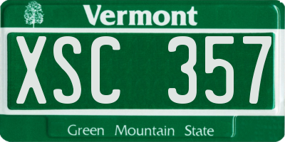 VT license plate XSC357