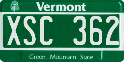 VT license plate XSC362