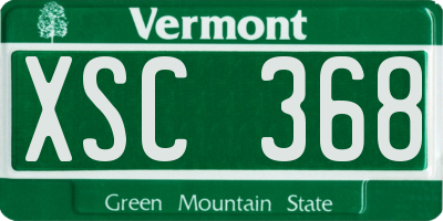VT license plate XSC368