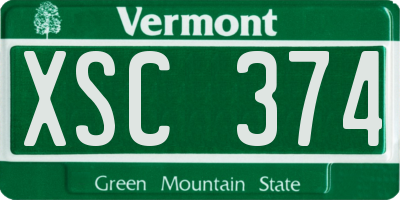 VT license plate XSC374