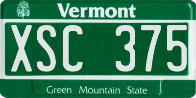 VT license plate XSC375