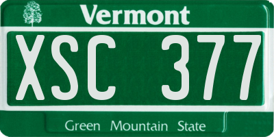 VT license plate XSC377