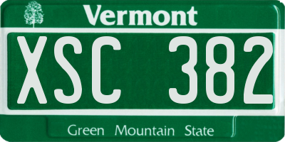 VT license plate XSC382