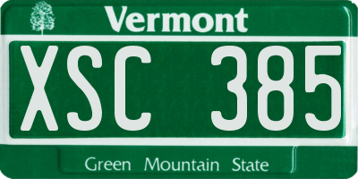 VT license plate XSC385