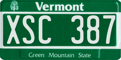 VT license plate XSC387