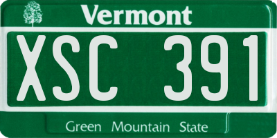 VT license plate XSC391