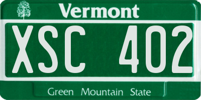 VT license plate XSC402