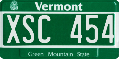 VT license plate XSC454