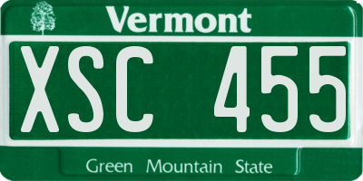 VT license plate XSC455