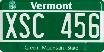 VT license plate XSC456