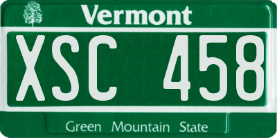 VT license plate XSC458
