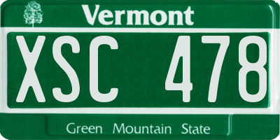 VT license plate XSC478