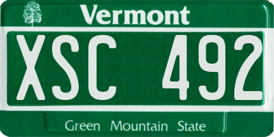 VT license plate XSC492