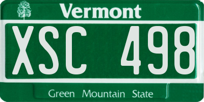 VT license plate XSC498