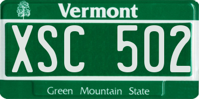 VT license plate XSC502