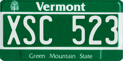 VT license plate XSC523
