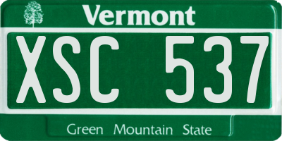 VT license plate XSC537