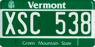 VT license plate XSC538