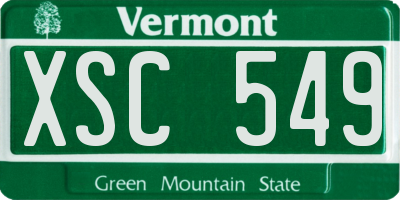 VT license plate XSC549