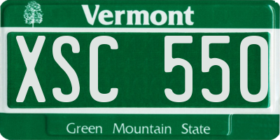 VT license plate XSC550