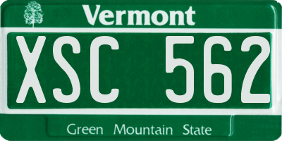 VT license plate XSC562