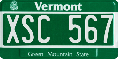 VT license plate XSC567