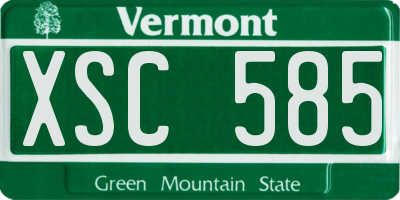 VT license plate XSC585
