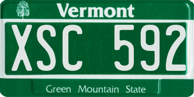 VT license plate XSC592