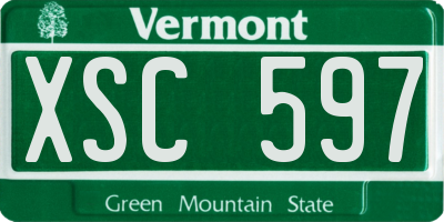 VT license plate XSC597