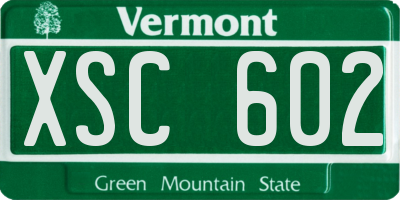 VT license plate XSC602