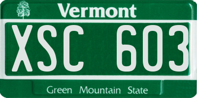 VT license plate XSC603