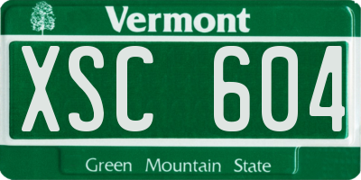 VT license plate XSC604