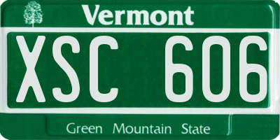 VT license plate XSC606