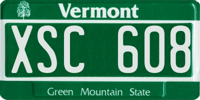 VT license plate XSC608