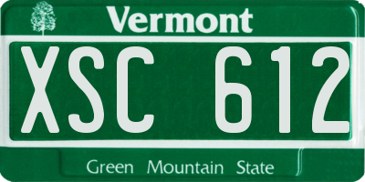 VT license plate XSC612
