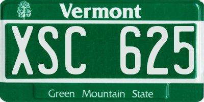 VT license plate XSC625