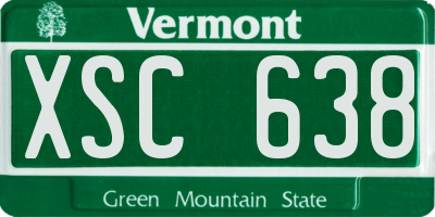 VT license plate XSC638